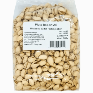 Pluto Pistasjnøtter Ristede & Saltede 900g – store, smakfulle pistasjenøtter med skall