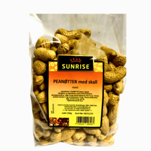 Sunrise Peanøtter med skall ristet 350g – sprø og smakfulle peanøtter med skall