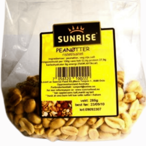 Sunrise Peanøtter Ristet/Saltet 260g – sprø og smakfulle peanøtter med perfekt mengde salt