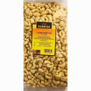 SUNRISE rå cashewnøtter 1kg – usaltede og ubehandlede cashewnøtter