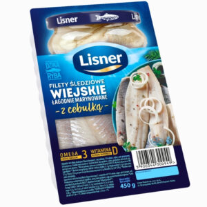 Lisner Sildefilet i olje med løk 450g – polsk sjømat på glass