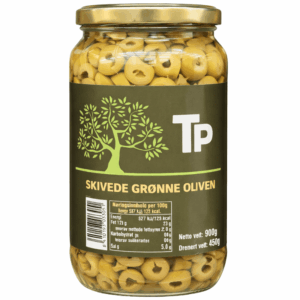 TP grønne oliven skivet 890g