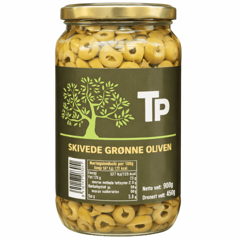 TP grønne oliven skivet 890g