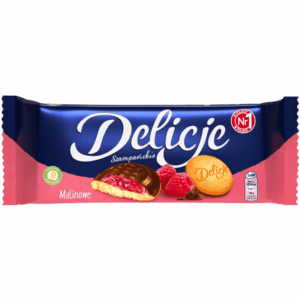 Delicje sjokoladekaker med bringebærgele 147g