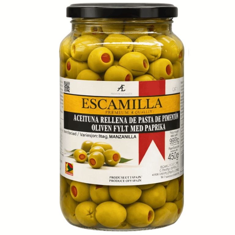 Escamilla grønne oliven med paprika 930g
