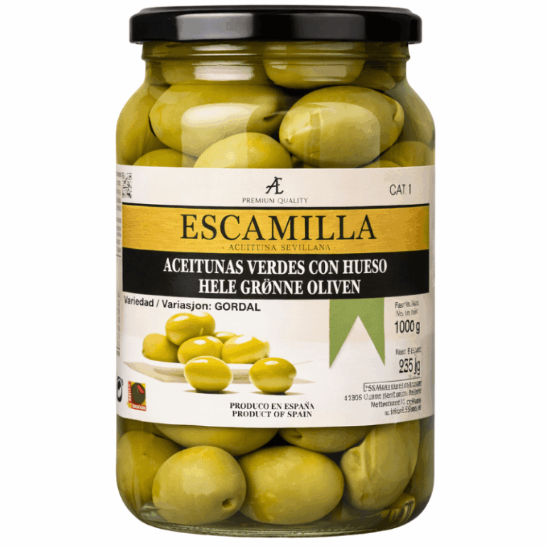 Escamilla grønne oliven med stein 950g