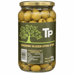 TP grønne oliven uten stein 880g