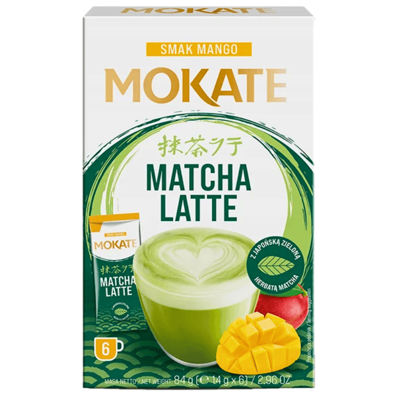Mokate Matcha Latte Mango instant matcha latte med mangosmak 6 x 14g